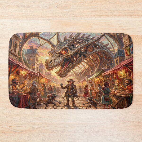 Item preview, Impasto Style – Surreal Fantasy Marketplace beneath the Skeletal Dragon Arch designed and sold by FotoworldEdel.