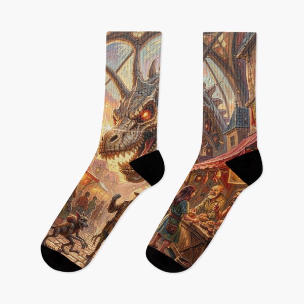 Item preview, Impasto Style – Surreal Fantasy Marketplace beneath the Skeletal Dragon Arch designed and sold by FotoworldEdel.