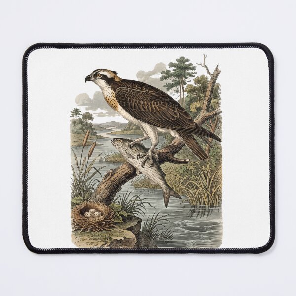 Item preview, Osprey Fishing Vintage Wildlife Illustration – Audubon Style Bird of Prey Art designed and sold by Roy & Tiffany.