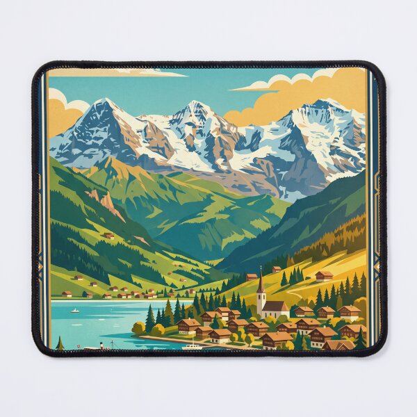 Item preview, Interlaken Switzerland Vintage Travel Poster designed and sold by Bomax121.