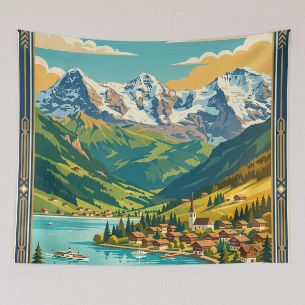 Item preview, Interlaken Switzerland Vintage Travel Poster designed and sold by Bomax121.