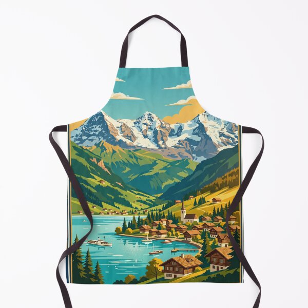 Item preview, Interlaken Switzerland Vintage Travel Poster designed and sold by Bomax121.