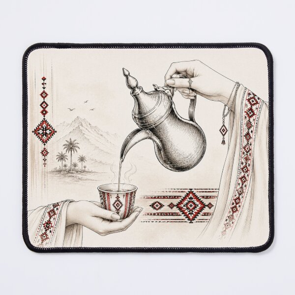 Item preview, Arabic Coffee & Sadu Heritage Line Art designed and sold by NUSKHAH UAE | Emirati Heritage Art.
