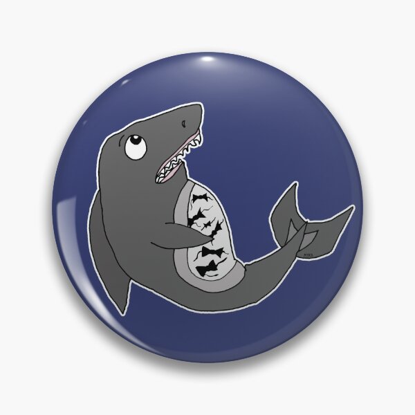 Item preview, Funny Bowties in My Stomach Sticker | Cute Nervous Shark Cartoon designed and sold by MyxaART.