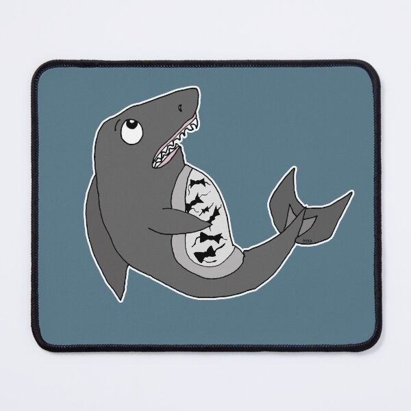 Item preview, Funny Bowties in My Stomach Sticker | Cute Nervous Shark Cartoon designed and sold by MyxaART.