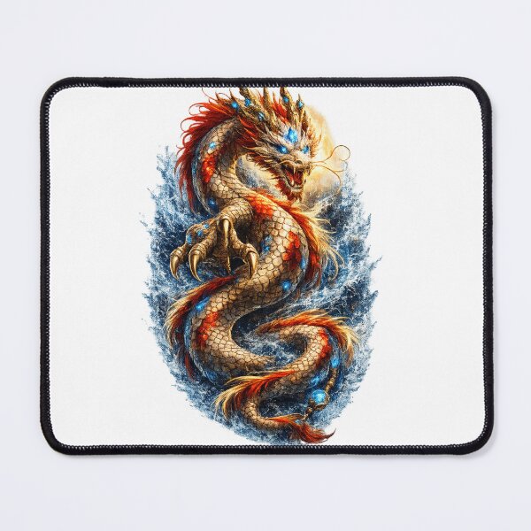 Item preview, Crystal Guardian Dragon – Japanese Koi Dragon Fantasy Art | Blue Crystal Eastern Dragon | Premium Back Print T-Shirt designed and sold by TravelJH.