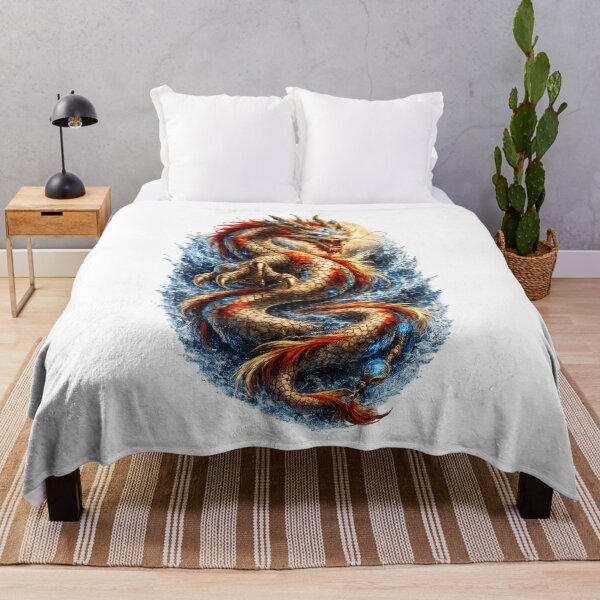 Item preview, Crystal Guardian Dragon – Japanese Koi Dragon Fantasy Art | Blue Crystal Eastern Dragon | Premium Back Print T-Shirt designed and sold by TravelJH.