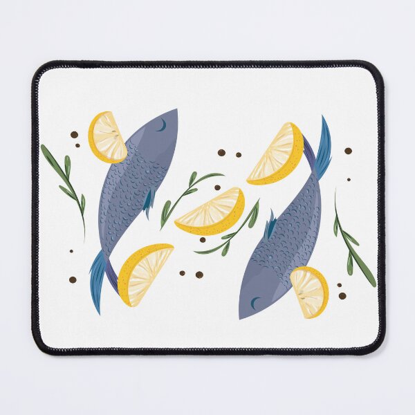 Item preview, Fish & Lemon | Mediterranean Food Illustration designed and sold by Mammoths.
