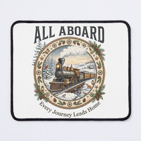 Item preview, All Aboard Vintage Christmas Steam Train Illustration – Every Journey Leads Home designed and sold by Roy & Tiffany.