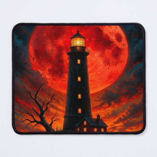 Item preview, Lighthouse with a huge red moon designed and sold by paulrommer.