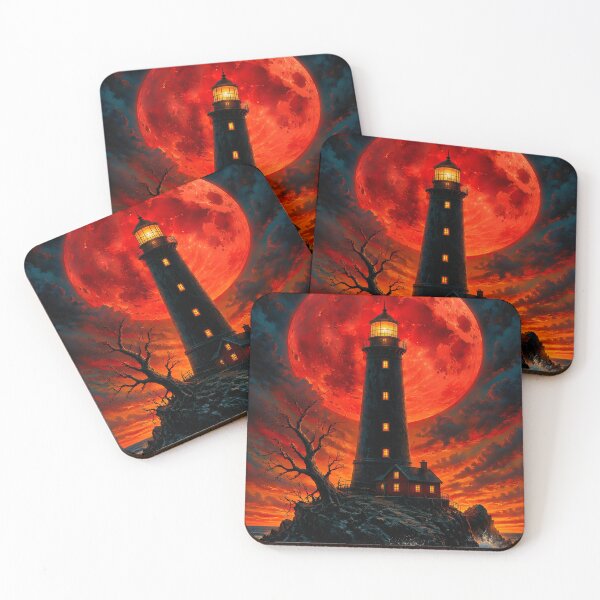 Item preview, Lighthouse with a huge red moon designed and sold by paulrommer.