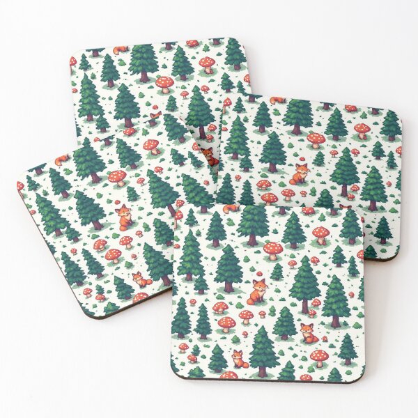 Item preview, Cozy Pixel Art Forest - Cute Fox & Mushroom Pattern designed and sold by thepixelcloset.