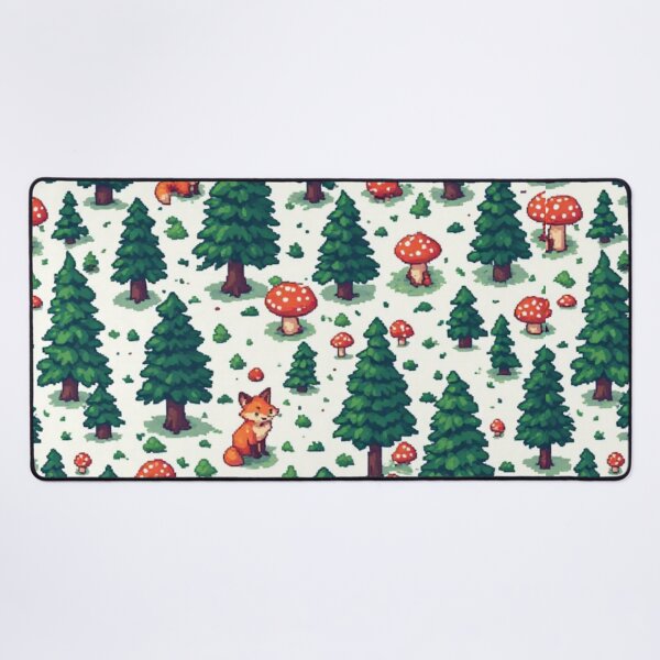 Item preview, Cozy Pixel Art Forest - Cute Fox & Mushroom Pattern designed and sold by thepixelcloset.