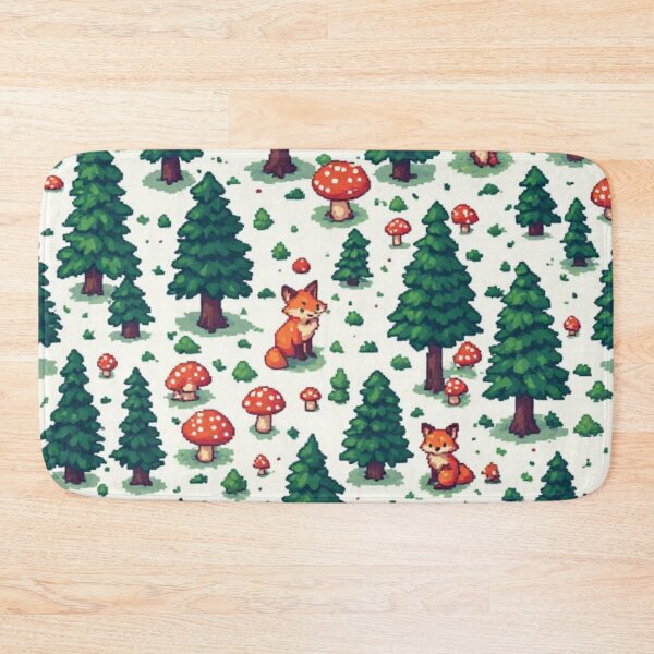 Item preview, Cozy Pixel Art Forest - Cute Fox & Mushroom Pattern designed and sold by thepixelcloset.