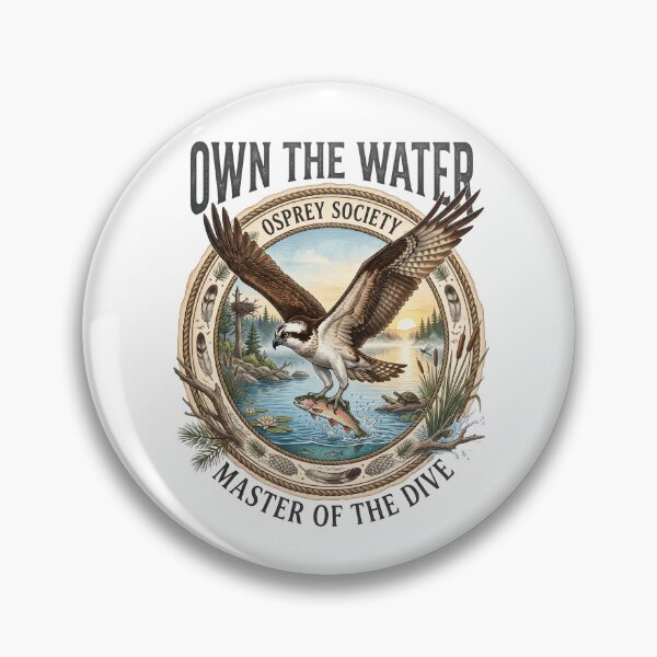 Item preview, Osprey Society – Own The Water Vintage Wildlife Fishing Bird Illustration designed and sold by Roy & Tiffany.