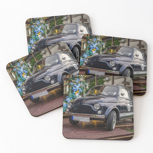 Item preview, Black Fiat 500 at Elegant Venue — Vintage Car Print designed and sold by Rabee Khalil Photography.