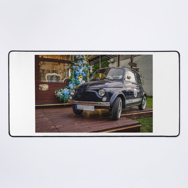 Item preview, Black Fiat 500 at Elegant Venue — Vintage Car Print designed and sold by Rabee Khalil Photography.