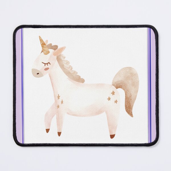Item preview, Cute Unicorn in Soft Gold Browns in Purple Frame designed and sold by TeeGeeTees.