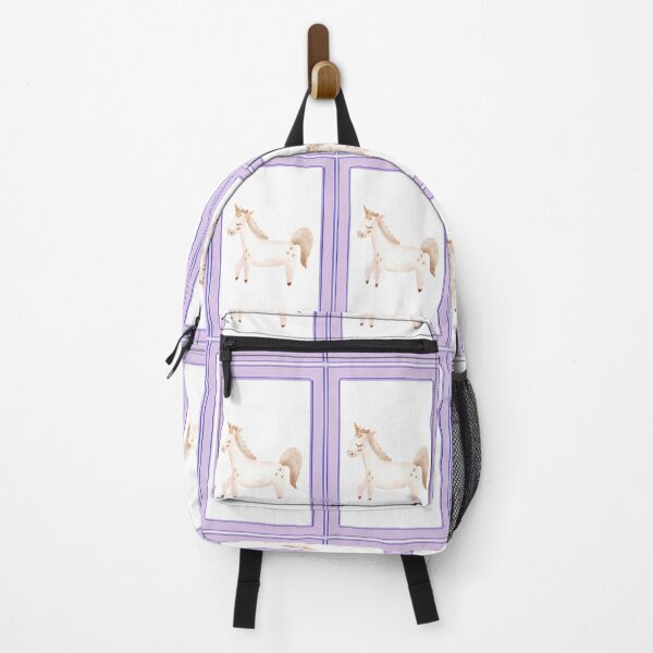 Item preview, Cute Unicorn in Soft Gold Browns in Purple Frame designed and sold by TeeGeeTees.