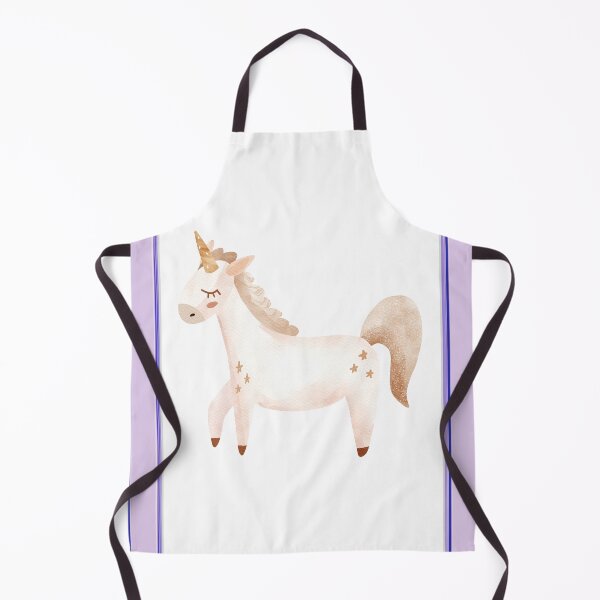Item preview, Cute Unicorn in Soft Gold Browns in Purple Frame designed and sold by TeeGeeTees.