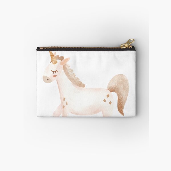Item preview, Cute Unicorn in Soft Gold Browns in Purple Frame designed and sold by TeeGeeTees.