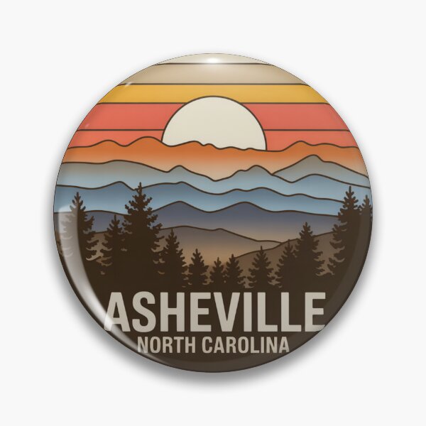 Item preview, Asheville North Carolina: Colorful Mountain Sunset Badge designed and sold by CircinusStore.
