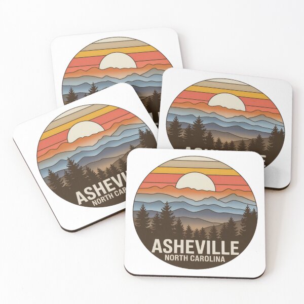 Item preview, Asheville North Carolina: Colorful Mountain Sunset Badge designed and sold by CircinusStore.