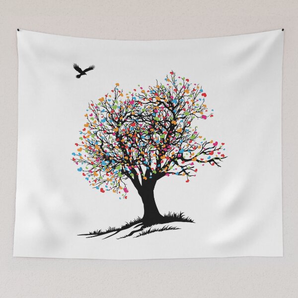 Item preview, The Heart Tree - Whimsical Hawk & Colorful Nature Art designed and sold by ArthousePromos.