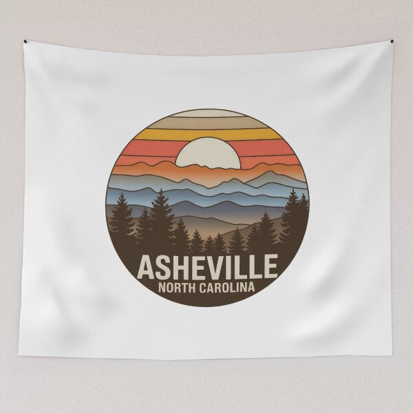 Item preview, Asheville North Carolina: Colorful Mountain Sunset Badge designed and sold by CircinusStore.