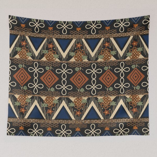 Item preview, Boho Folk Art Midnight designed and sold by Dancingrabbit Studio.