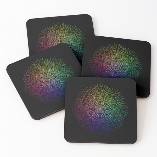 Item preview, Colorful Sacred Geometry Radial Pattern Neon Art Print designed and sold by Alejandro Stein.