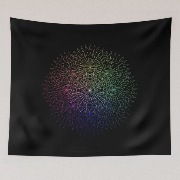 Item preview, Colorful Sacred Geometry Radial Pattern Neon Art Print designed and sold by Alejandro Stein.