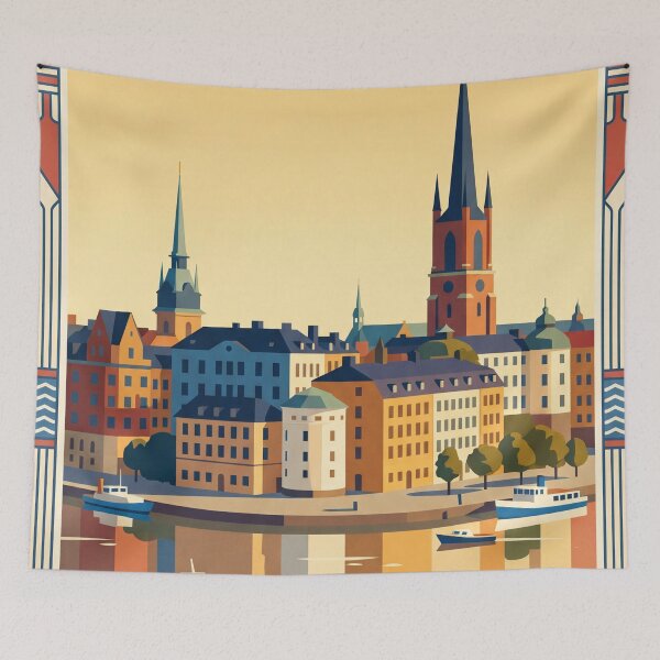 Item preview, Stockholm Sweden Vintage Travel Poster designed and sold by Bomax121.