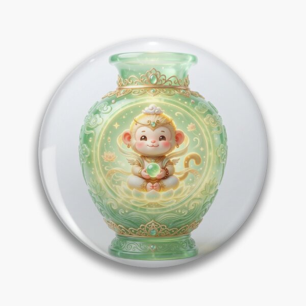 Item preview, Cute Celestial Jade Monkey Chibi Buddha Cultivation Digital Art designed and sold by uegi.
