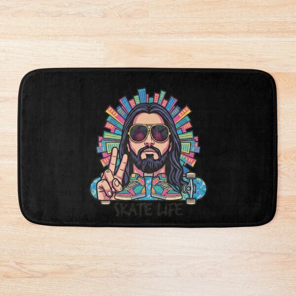 Item preview, Jesus Skateboarding - Funny Christian Skateboarding Humor Sarcastic Jesus Skating Longboard designed and sold by Sloyar.