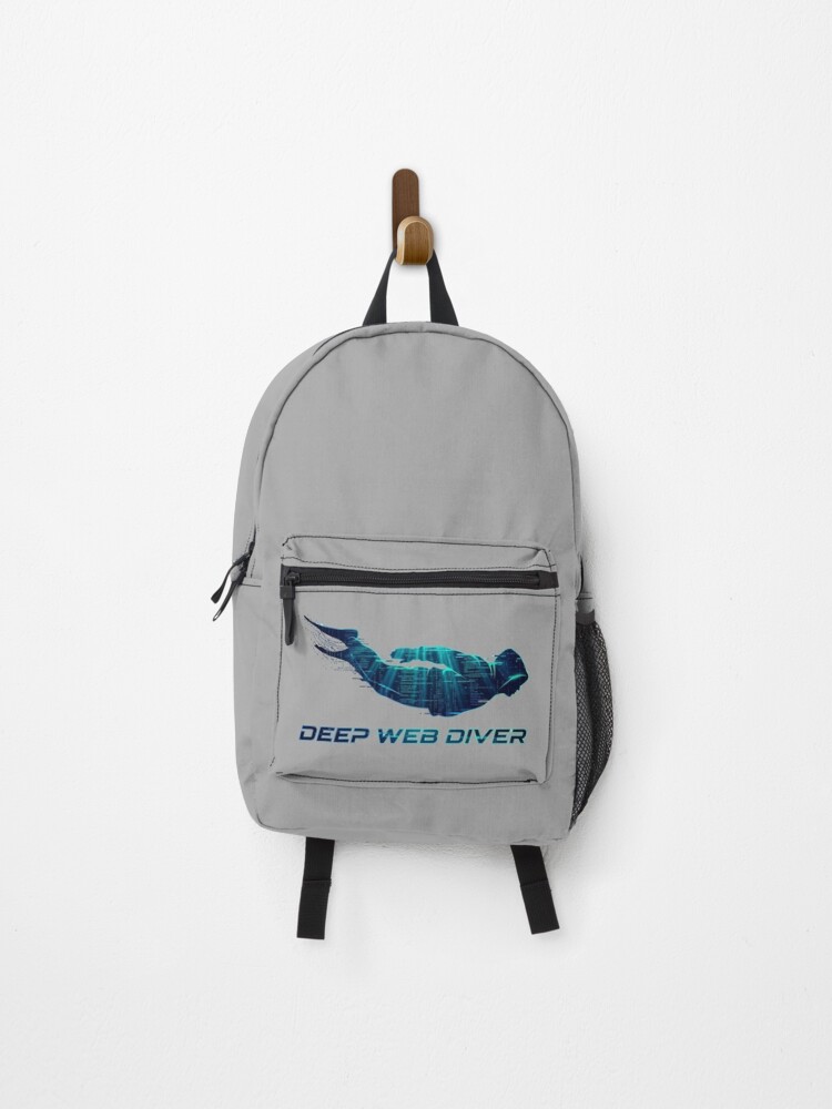 Thumbnail 1 of 3, Backpack, Deep Web Diver Hacker Cyberpunk Ocean Code Design designed and sold by KurtByteStudio.