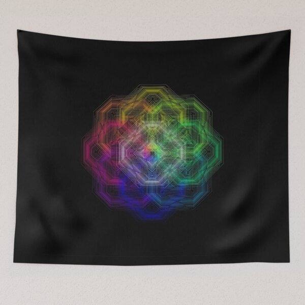 Item preview, Neon Geometric Octagon Sacred Geometry Digital Art designed and sold by Alejandro Stein.