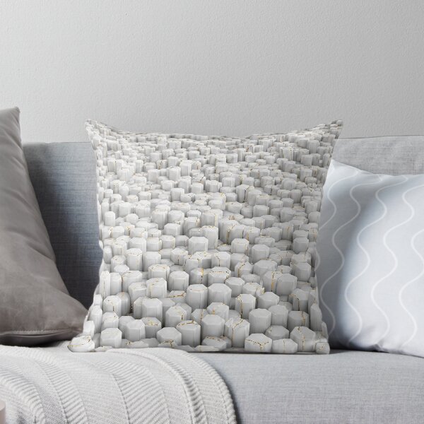 Item preview, White Marble Hexagon Column Gold Kintsugi Pattern designed and sold by Aimaniia666.