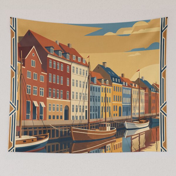 Item preview, Copenhagen Denmark Vintage Travel Poster designed and sold by Bomax121.