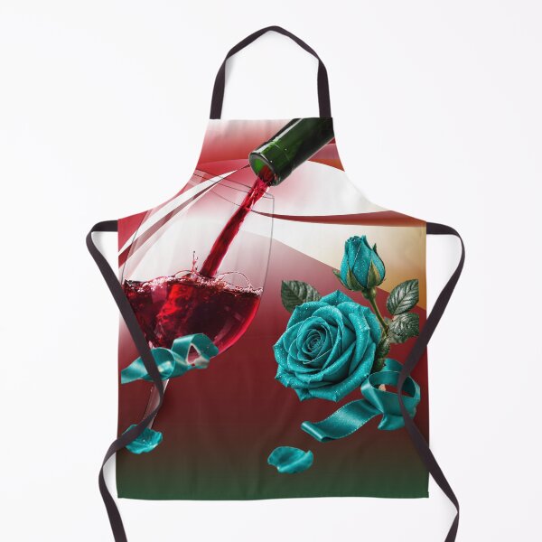 Item preview, Luxury Red Wine Glass with Teal Roses designed and sold by Black Signal.