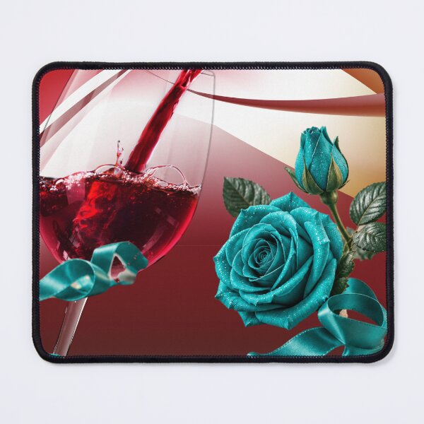 Item preview, Luxury Red Wine Glass with Teal Roses designed and sold by Black Signal.