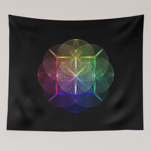 Artikelvorschau, Regenbogen Heilige Geometrie Neon Mandala Abstrakte Kunst entworfen und verkauft von Alejandro Stein.