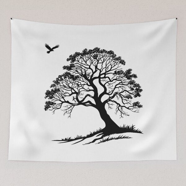 Item preview, Windswept Oak & Hawk - Bold Vintage Nature Illustration designed and sold by ArthousePromos.