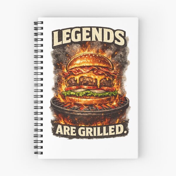 Item preview, Legends Are Grilled: BBQ Fire Campfire Cheeseburger Vintage Art designed and sold by irfanshikh.