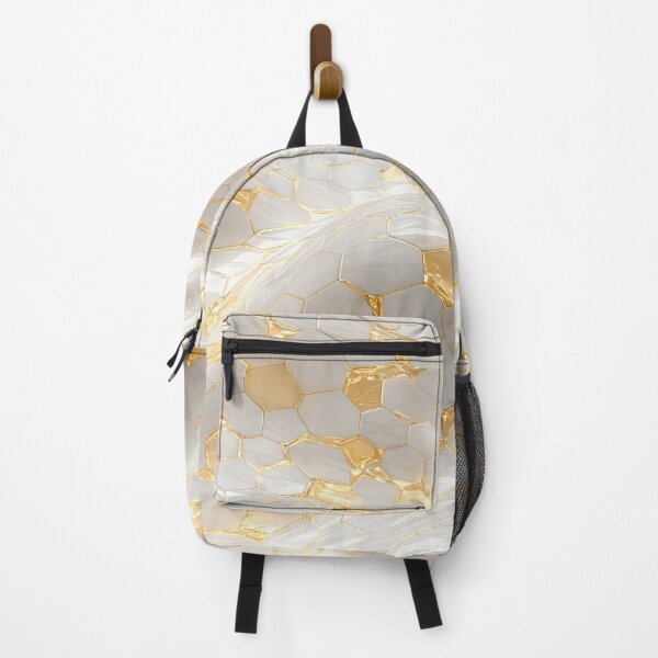 Item preview, White and Gold Hexagon Wave Abstract Marble Pattern designed and sold by Aimaniia666.