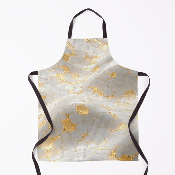 Item preview, White and Gold Hexagon Wave Abstract Marble Pattern designed and sold by Aimaniia666.