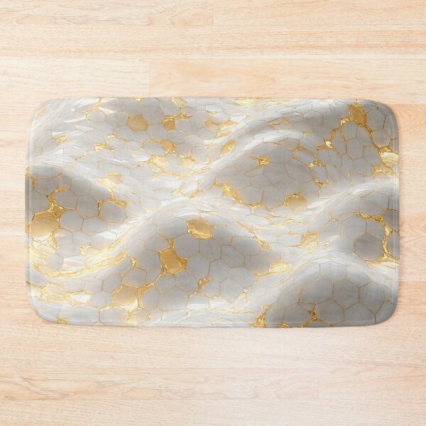 Item preview, White and Gold Hexagon Wave Abstract Marble Pattern designed and sold by Aimaniia666.