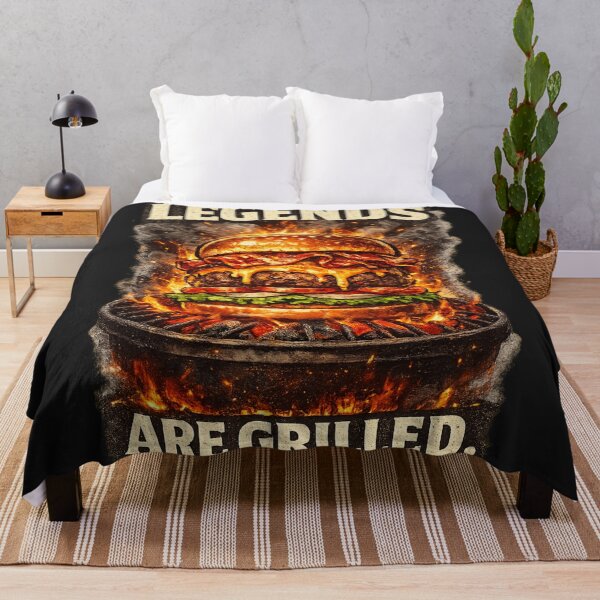 Item preview, Legends Are Grilled: BBQ Fire Campfire Cheeseburger Vintage Art designed and sold by irfanshikh.