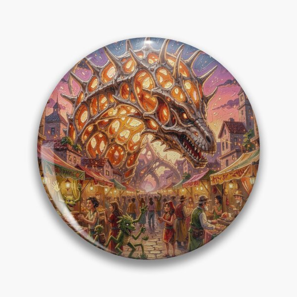Item preview,  Impasto Style – Surreal Fantasy Marketplace beneath the Skeletal Dragon Arch designed and sold by FotoworldEdel.