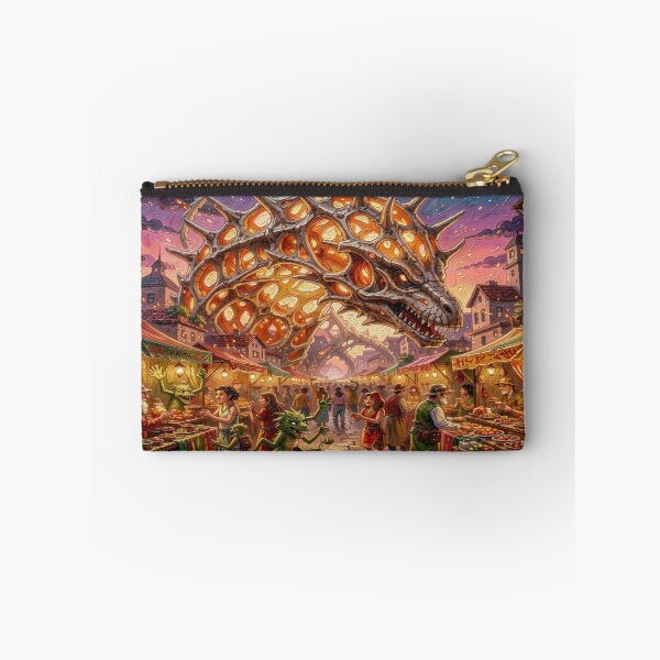 Item preview,  Impasto Style – Surreal Fantasy Marketplace beneath the Skeletal Dragon Arch designed and sold by FotoworldEdel.